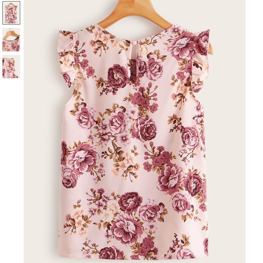 Boho Pink Floral Print Romantic Top - Picture 3 of 6